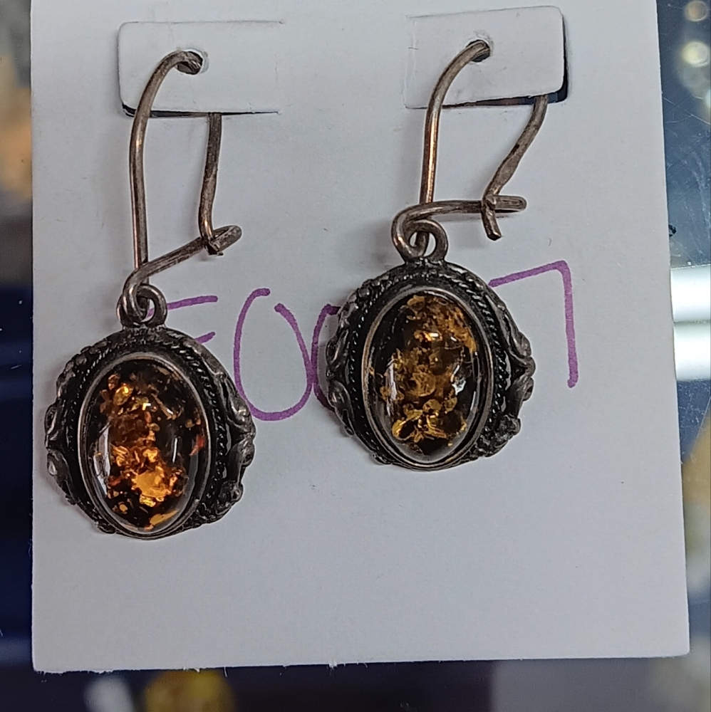 Vintage Amber Stone Earrings
